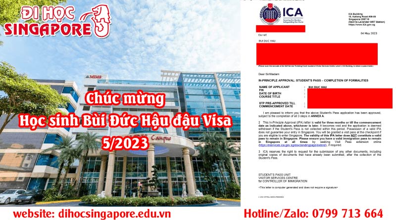 Chúc mừng học sinh Bùi Đức Hậu đậu visa