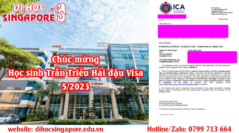 Chúc mừng học sinh Trần Triều Hải đậu visa