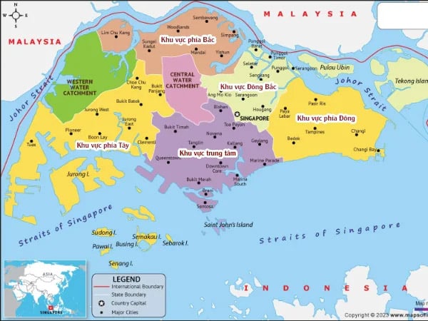 Bản đồ các khu vực hành chính Singapore
